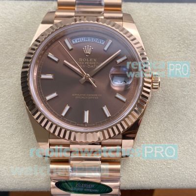 Swiss Copy ARF Rolex Day-Date Chocolate Dial 40mm Rose Gold President Watch 